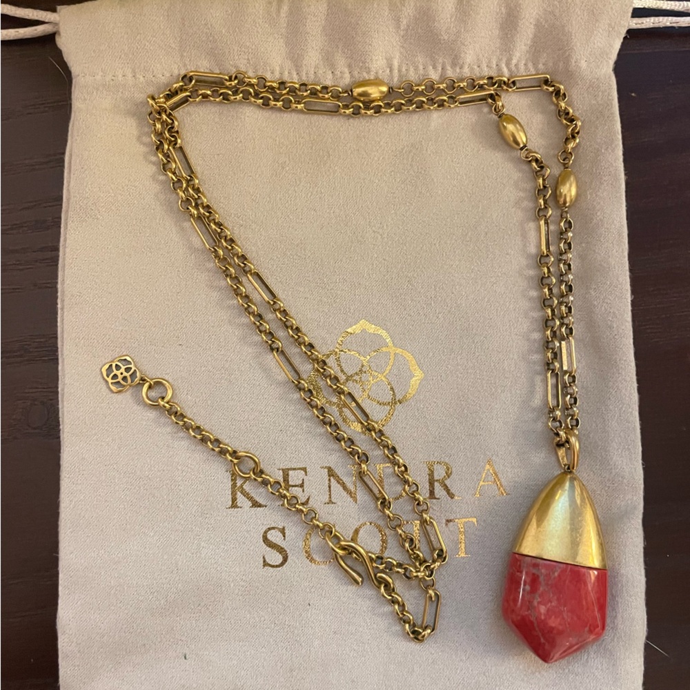 KENDRA SCOTTFreida Oxidized 14K Goldplated Pendant Necklace Burnt Sienna Howlite